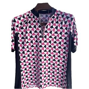 Tail White Label 1/4 Zip Pullover Top Size XXL Short Sleeve Multicolor Geometric